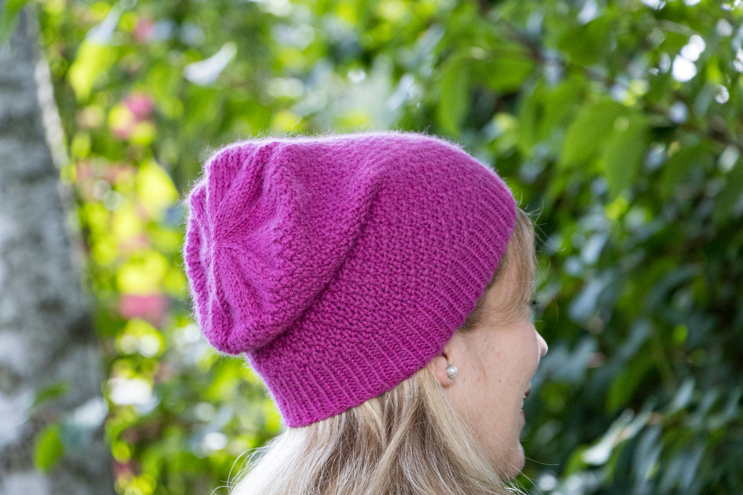 Pinkfarbene Longbeanie