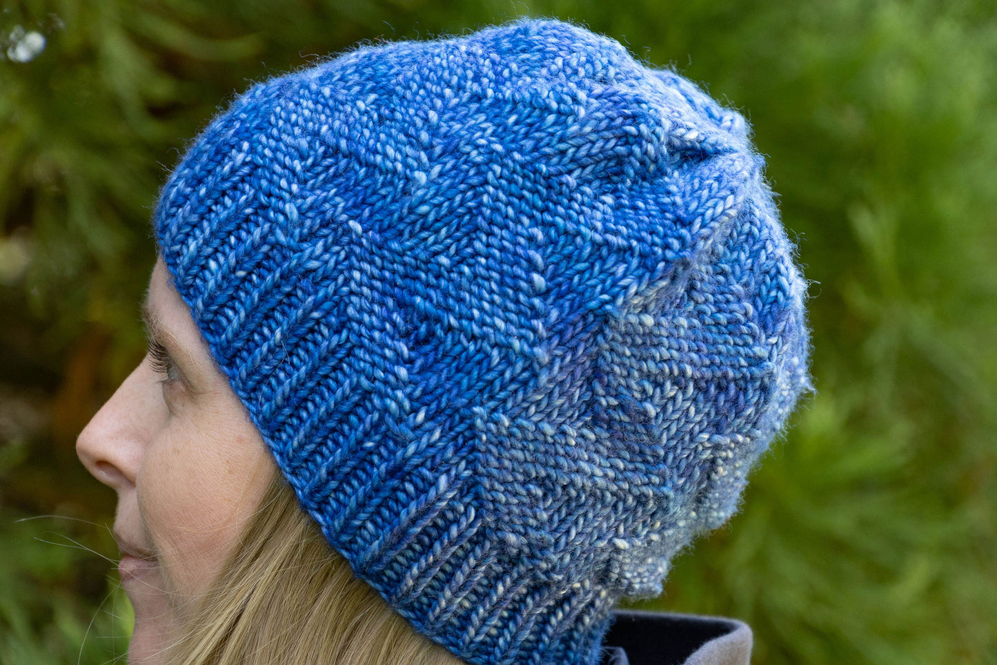 Blaumelierte Beanie