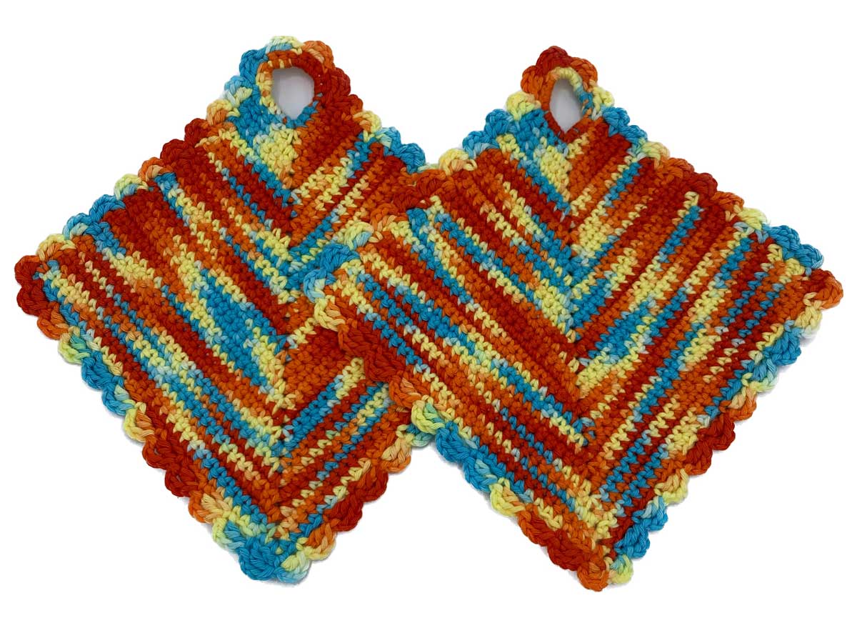 Blau-rot-gelbe Topflappen