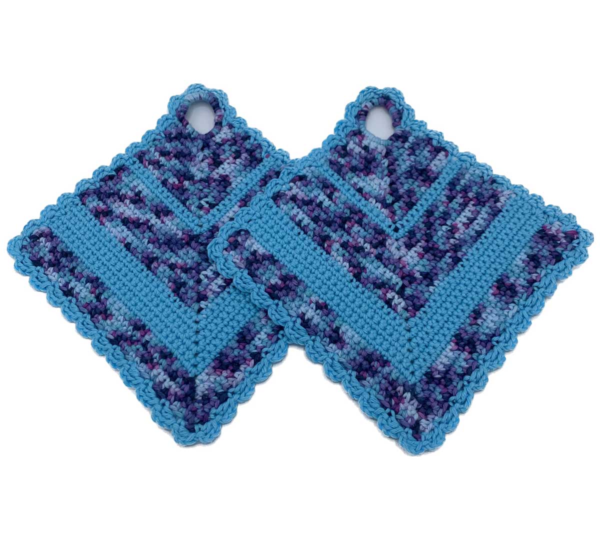 Lilameliert-türkis Topflappen