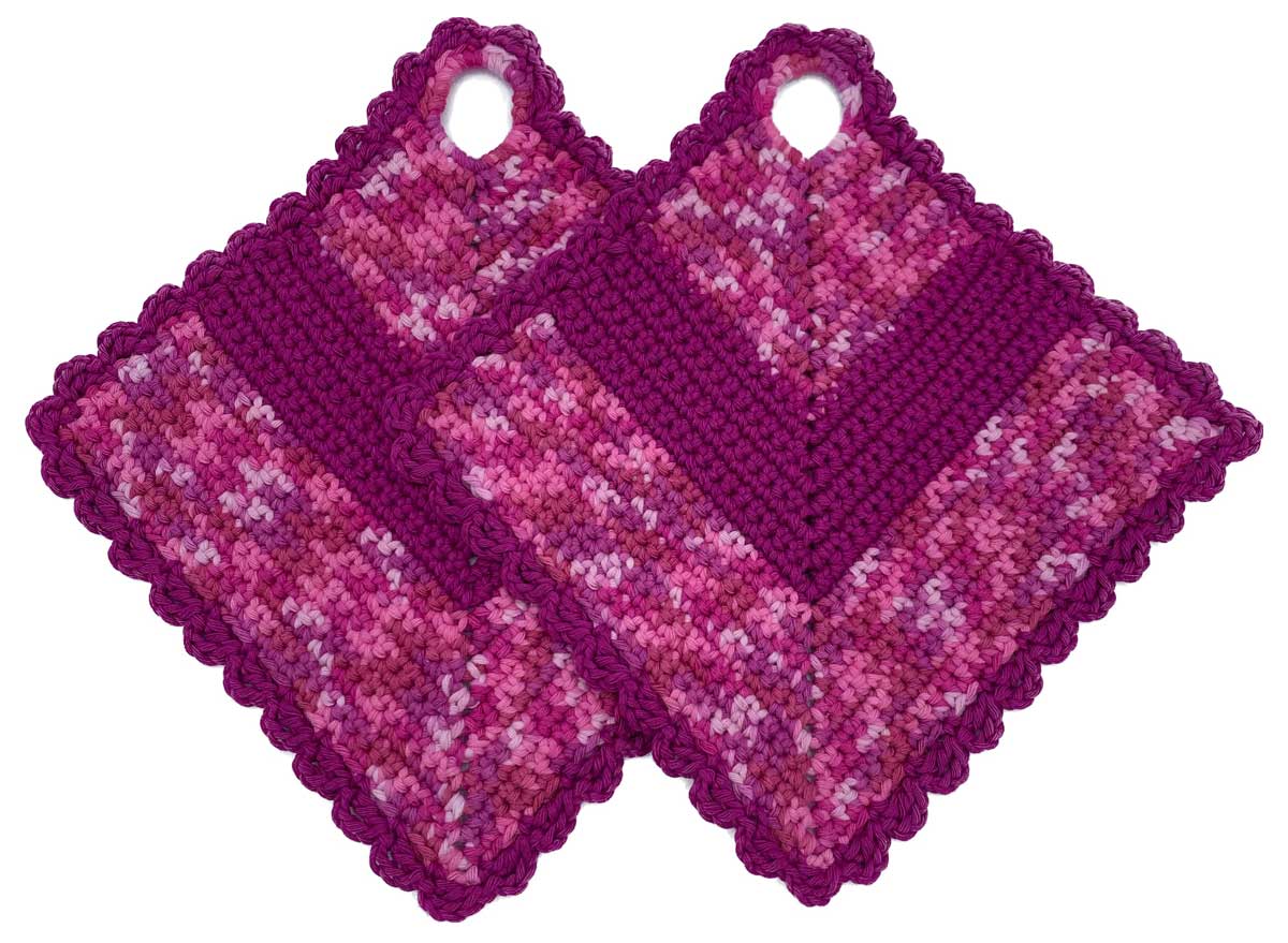 Pinkmelierte Topflappen
