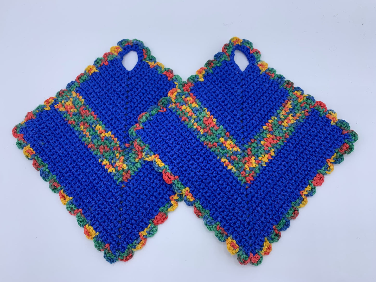 Blau-bunte Topflappen