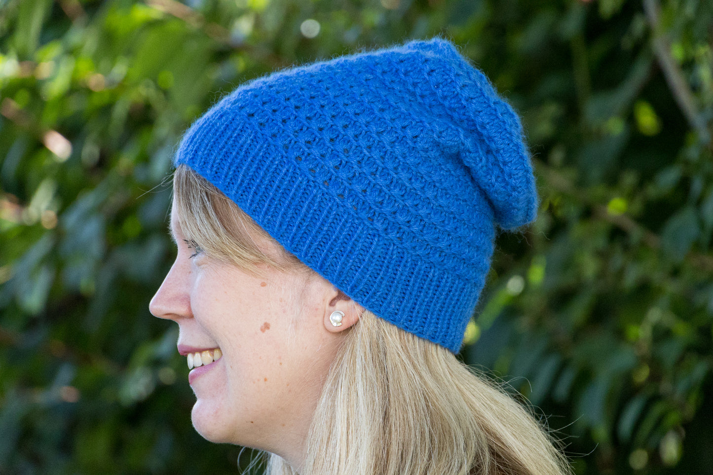 Blaue Longbeanie