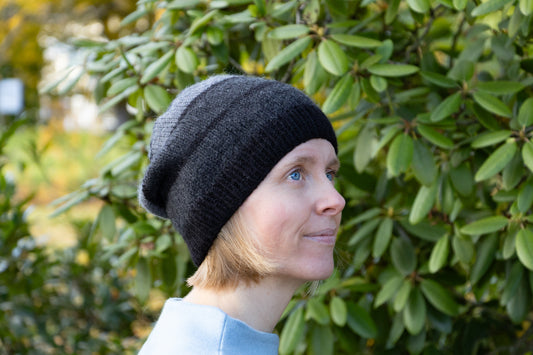 Schwarz-graue Beanie