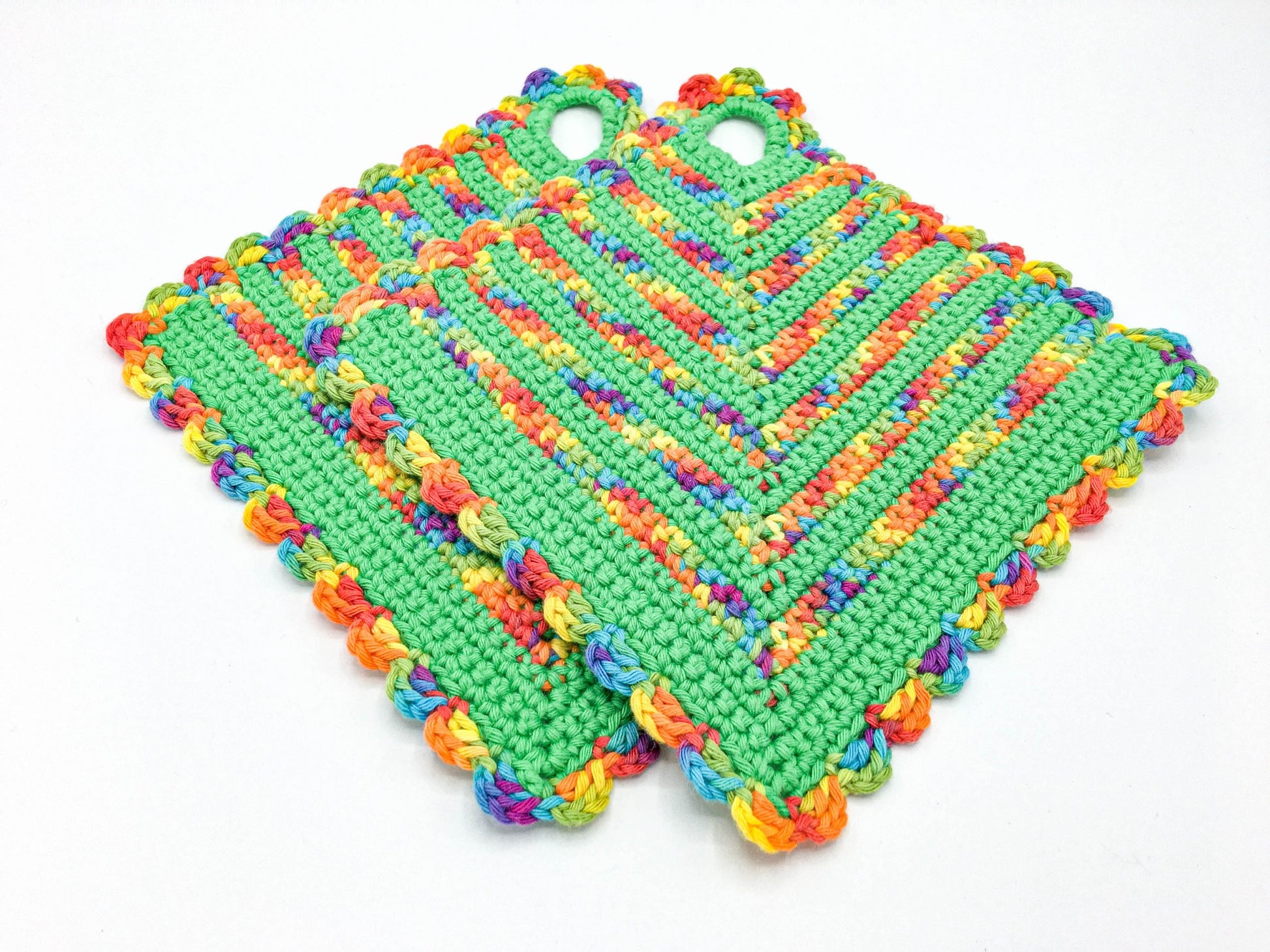 grün-bunte Topflappen