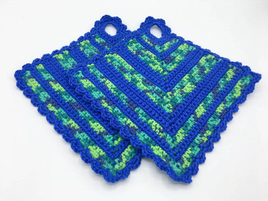 blau-grüne Topflappen