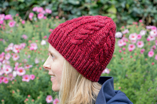 Weinrotmelierte Beanie