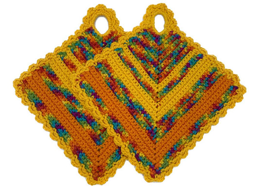 Gelb-bunte Topflappen
