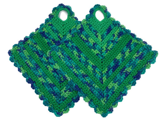 Grün-blaue Topflappen